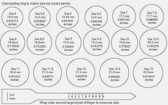 Actual Ring Size Chart For Women Sketch Coloring Page